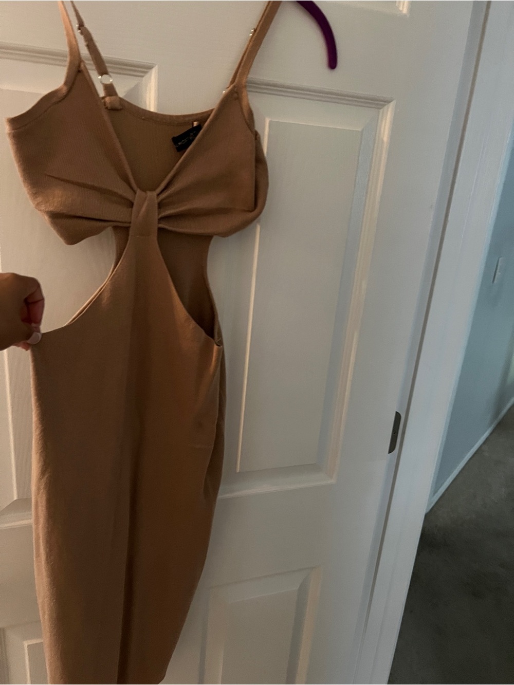 Almost Famous Beige Tie-Front Knit Tank - Picture 3 of 4